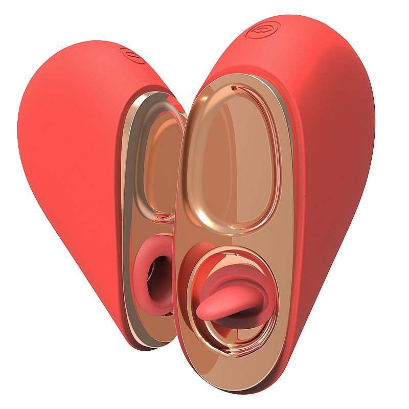 Vibrador com Estimulação Dupla em Formato de Coração - Sugador e Lambida dos Deuses 8721