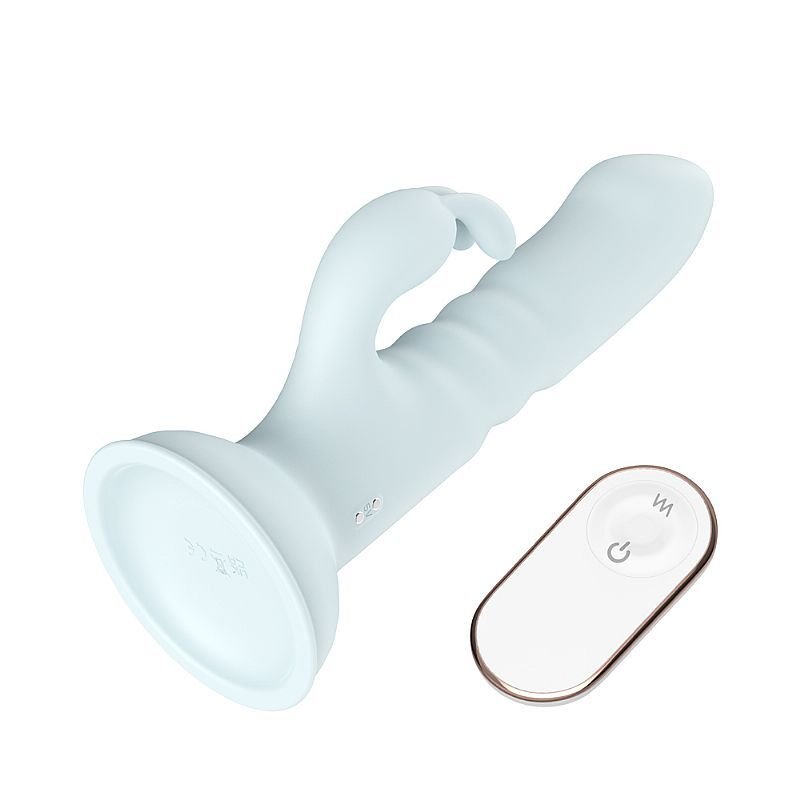 Vibrador Rabbit de Ponto G e Clitoris Vai e Vem com Controle Remoto e Ventosa BLUE EYES 9108